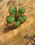 Green & Gold Flower Adjustable Ring