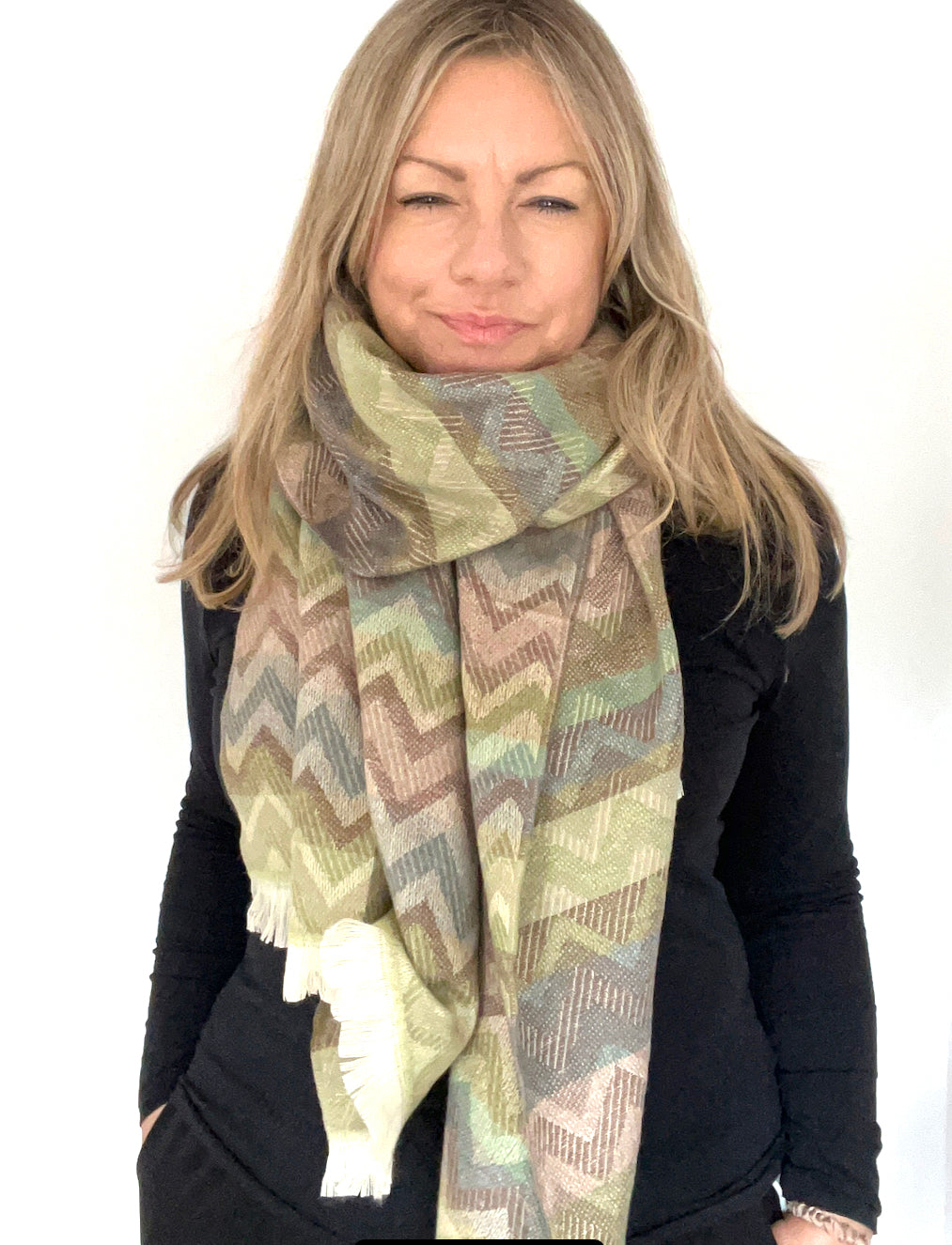 Khaki & Taupe Chevron Scarf