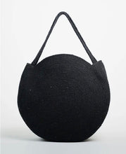 Afbeelding in Gallery-weergave laden, Large Black Round Cotton Tote Bag
