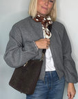 Preorder for dispatch w/c 26/10 - Brown Spot Satin Square Scarf/ Necktie
