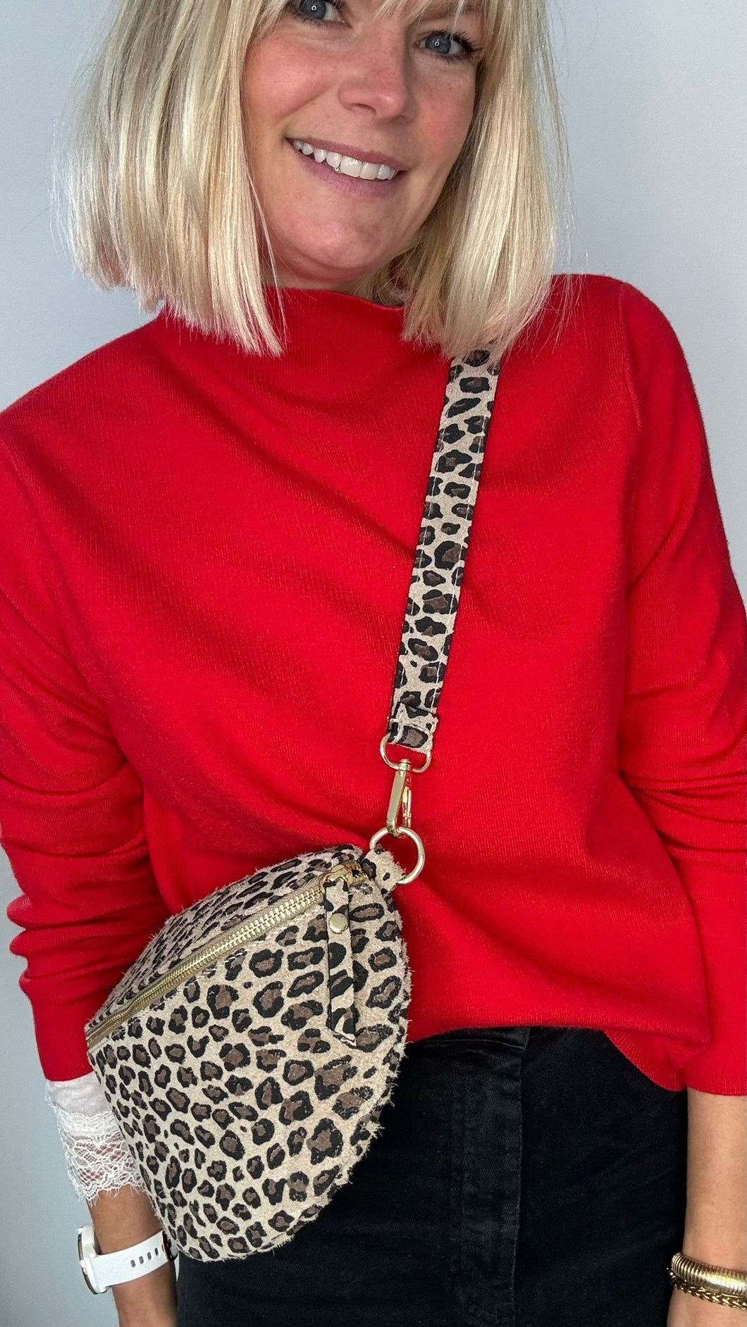 Suede Large Leopard Crossbody/ Waist Bag