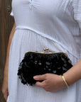 Black Sequin Clutch/ Crossbody Bag - Small