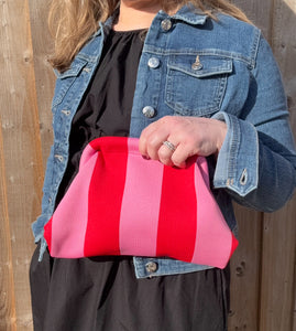 Red & Pink Stripe Knitted Cloud Bag