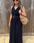 Black Bow Shoulder Maxi Dress