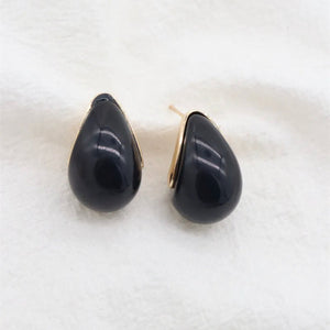 Black & Gold Droplet Stud Earrings