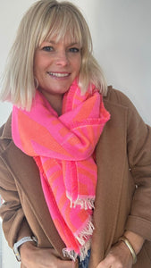 Bright Pink & Orange Blanket Scarf