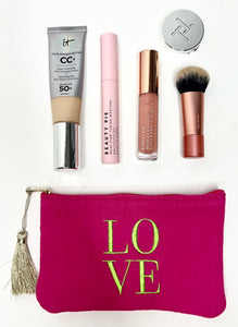 Bright Pink LOVE Small Make Up Bag