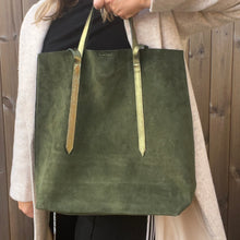 Load image into Gallery viewer, Khaki Suede Tote Bag
