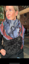 Load image into Gallery viewer, Navy &amp; Blue Camo Scarf with Stars
