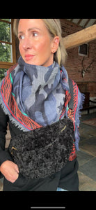 Navy & Blue Camo Scarf with Stars