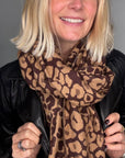 Preorder for Dispatch w/c 13/10 - Brown Mix Animal Print Blanket Scarf