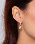 Gold Sparkly Teardrop Hoop Huggies Earrings