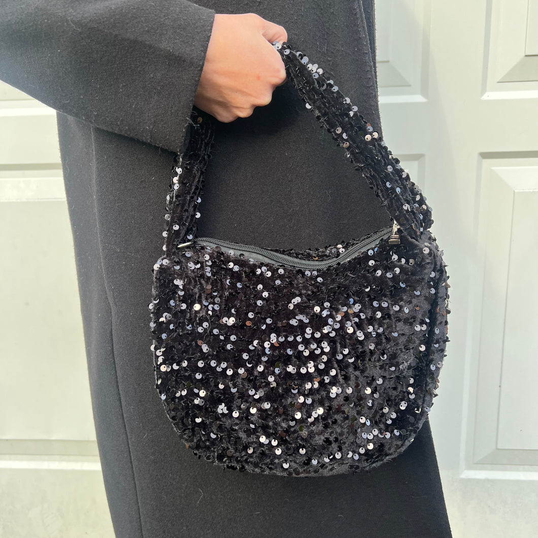 Black Sequin Handheld Bag