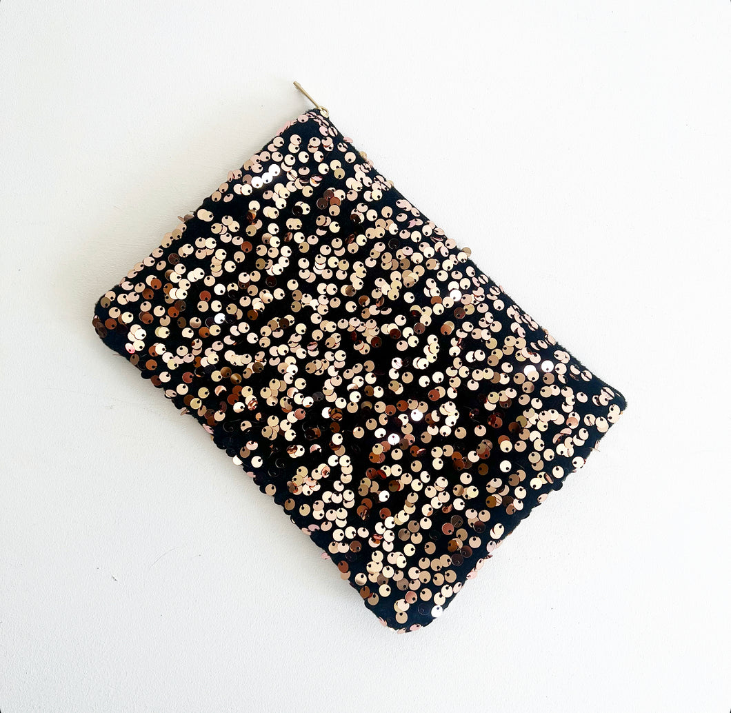 Bronze Sequin Make Up Bag