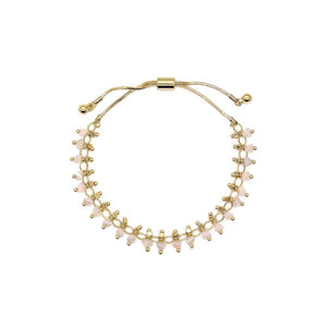 Gold & Pink Adjustable Bead Bracelet