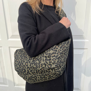 Khaki Leopard Print XL Crossbody Bum Bag