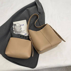 Light Taupe PU Leather Tote Bag