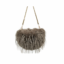 Carregar imagem no visualizador da galeria, Taupe Pom Pom Faux Fur Clutch/ Crossbody Bag
