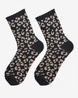 Black & Gold Leopard Glitter Socks
