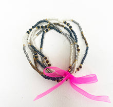 Carregar imagem no visualizador da galeria, Pewter, Grey &amp; White Beaded Stretch Bracelets
