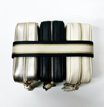 Load image into Gallery viewer, Black, Cream &amp; Gold  Stripe Strap - Gold Hardware
