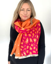 Load image into Gallery viewer, Pink &amp; Orange Animal Print Star Scarf
