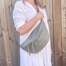 Load image into Gallery viewer, Light Grey Large Crossbody Bum Bag
