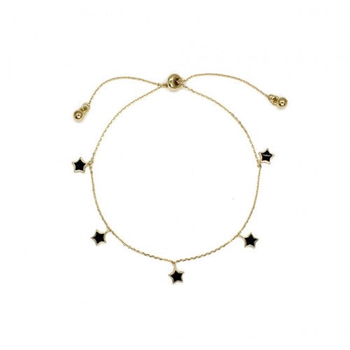 Gold & Black Star Adjustable Bracelet