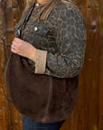 Dark Brown Suede XL Crossbody Swing Bag