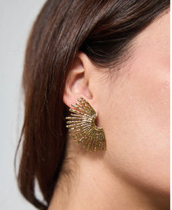 Gold Fan Stud Earrings