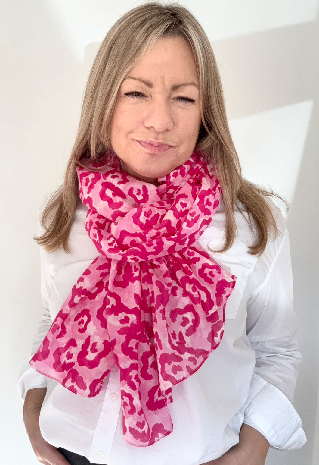 Pink Mix Leopard Print Scarf