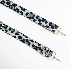 Silver & Grey Animal Print Bag Strap - Gold Hardware