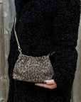 Leopard Suede Clutch/ Crossbody Bag