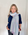 Blue & Pink Mix Stripe Luxury Scarf