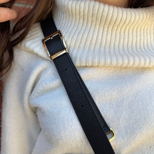 Black XL Crossbody Bum Bag - Gold Hardware
