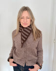 Dark Brown & Dark Taupe Stripe Knitted Triangle Scarf/ Necktie