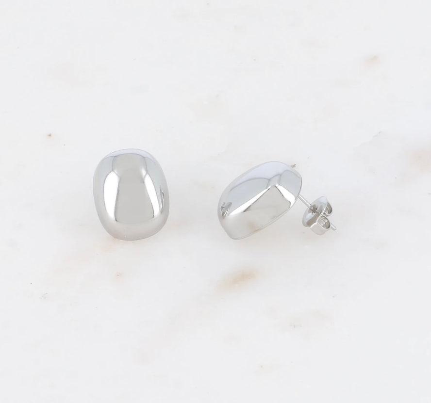 Silver Nugget Stud Earrings