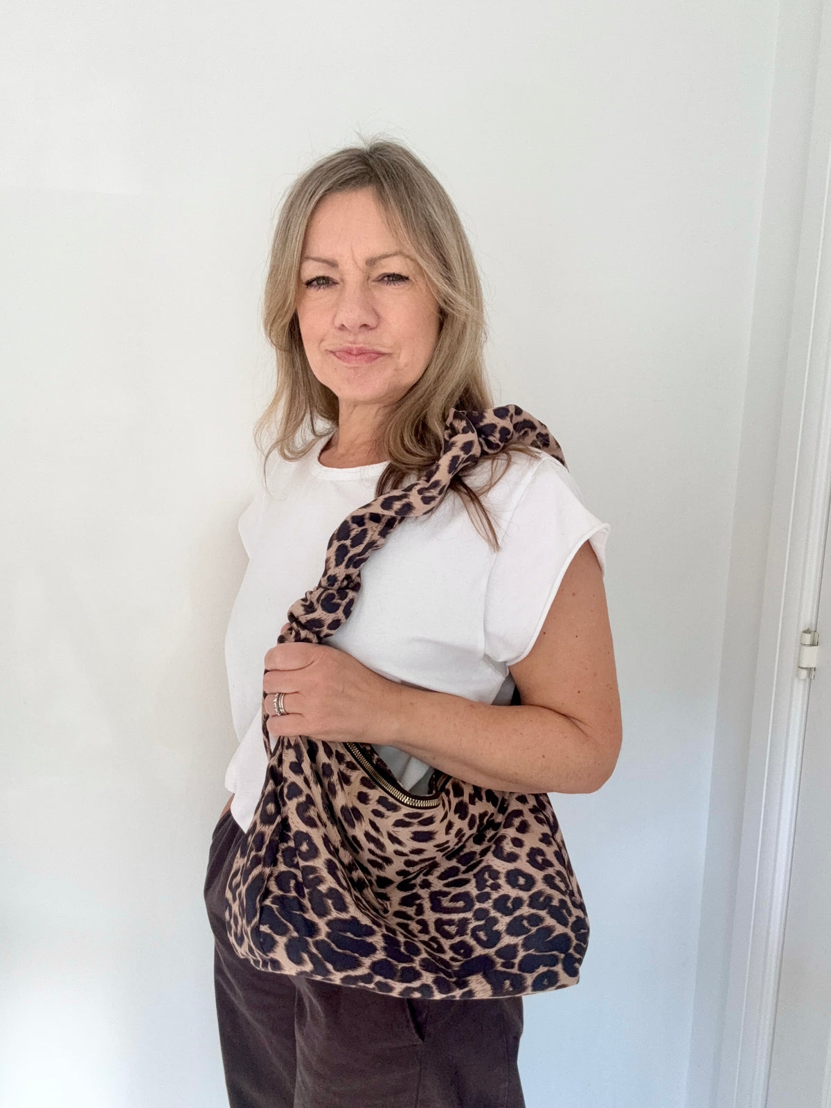 Leopard Fabric Crossbody/ Shoulder Bag