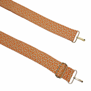 Orange & Cream Geometric Design Strap - Gold Hardware