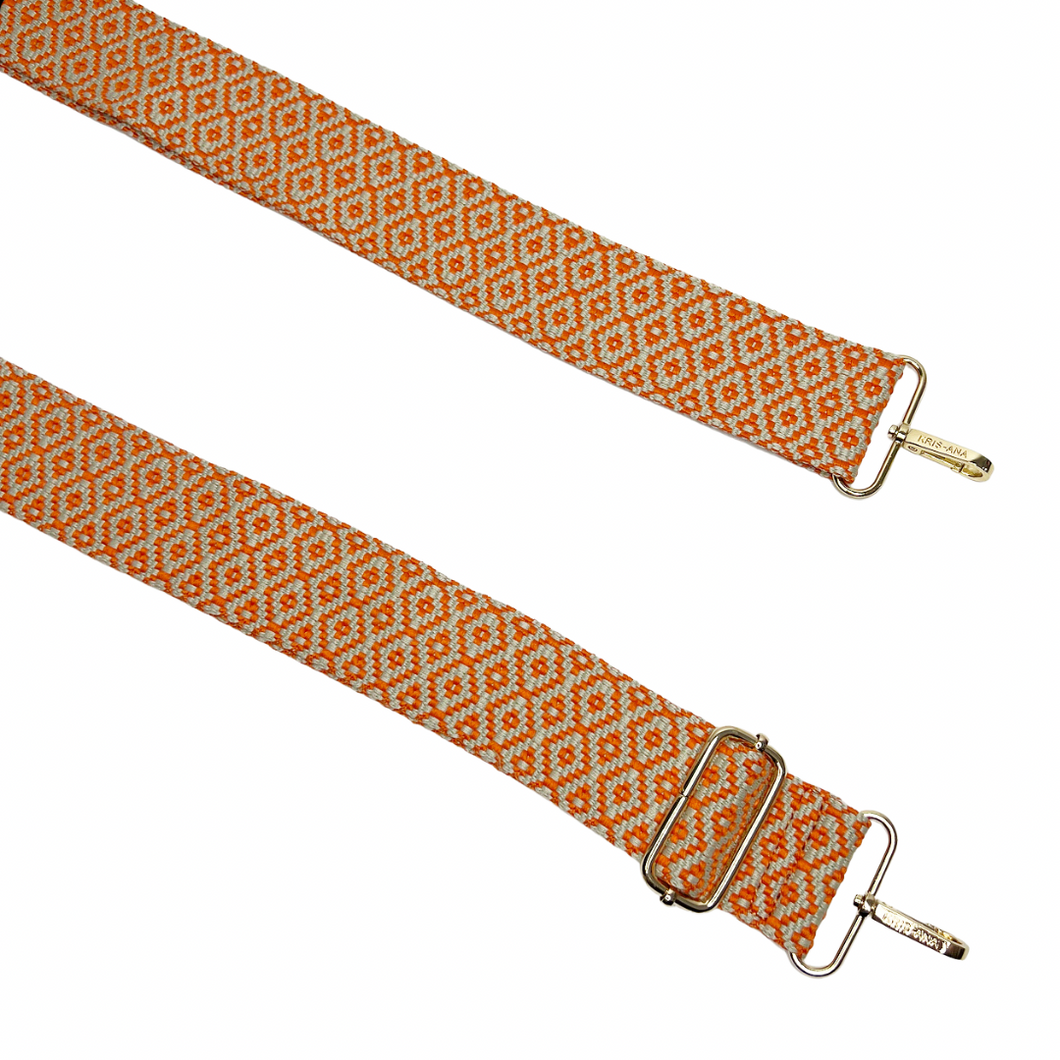 Orange & Cream Geometric Design Strap - Gold Hardware