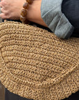 Beige & Gold Raffia Crossbody Bag