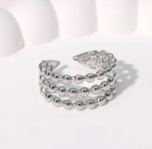 Silver Dots Adjustable Ring