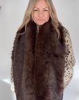 Dark Brown Faux Fur Wide Long Scarf/ Wrap