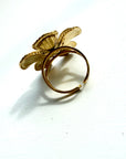 Beige & Gold Flower Adjustable Ring