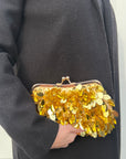 Gold Sequin Clutch/ Crossbody Bag - Small