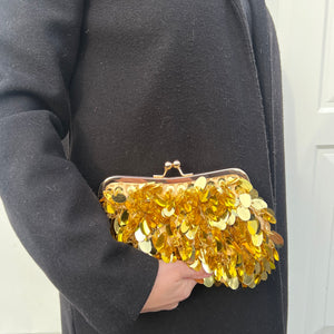 Gold Sequin Clutch/ Crossbody Bag - Small