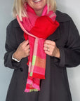 Bright Pink & Red Luxury Scarf