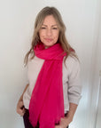 Bright Pink Plain Lightweight Scarf