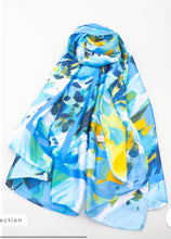 Load image into Gallery viewer, Blue Print Satin Scarf
