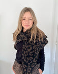 Black & Brown Animal Print Large Triangle Scarf